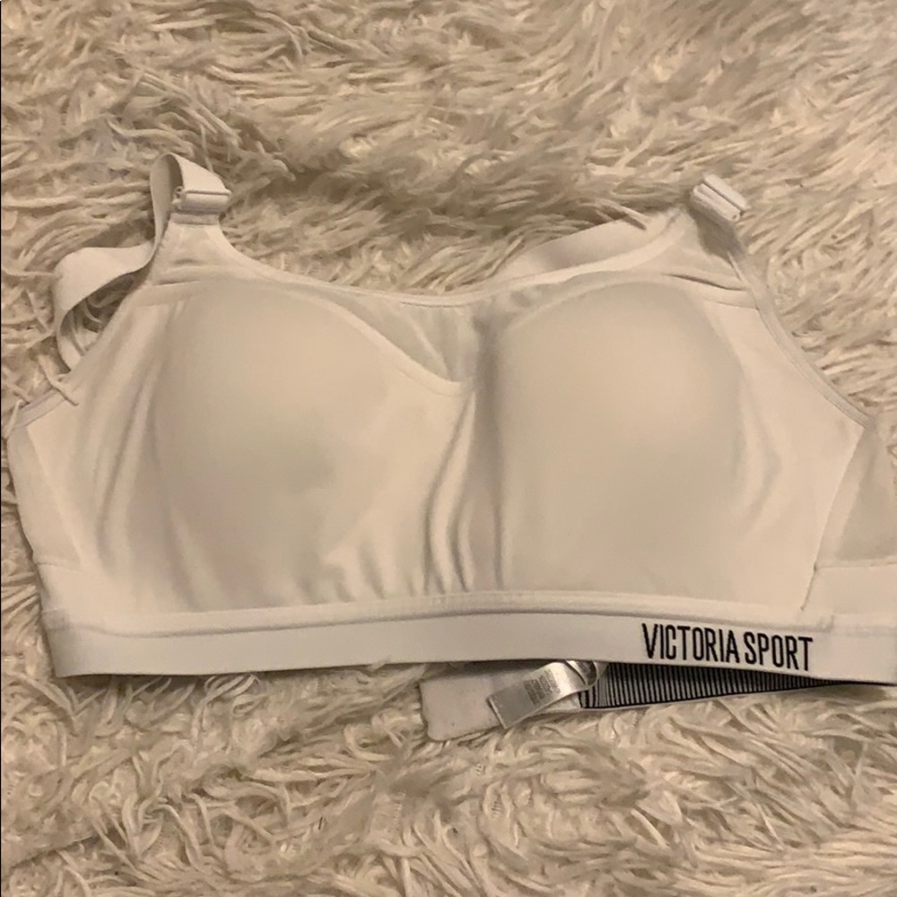 White VS sports bra.